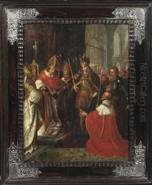 Charles V Is Shown The 'holy Robe' In Aachen Oil Painting by Frans II Francken