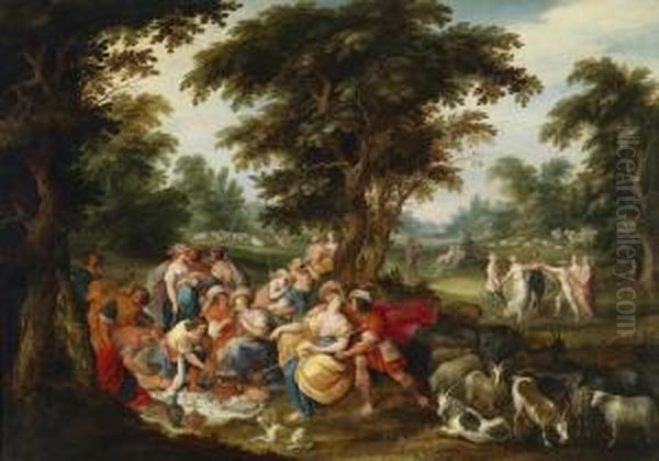 Arcadia - The Golden Age Oil Painting by Frans II Francken