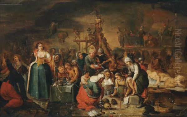 Hexenkuche Oil Painting by Frans II Francken