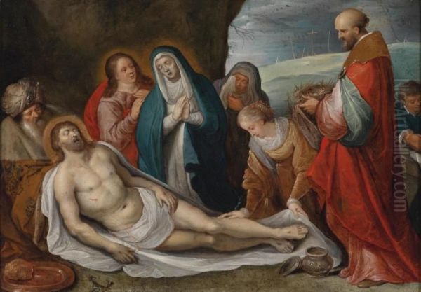 The Entombment Of Christ Oil Painting by Frans II Francken