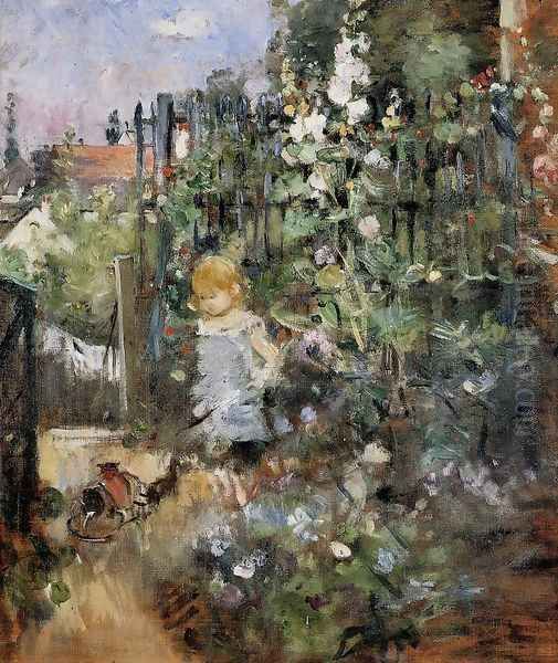 Child In The Rose Garden Oil Painting by Berthe Morisot