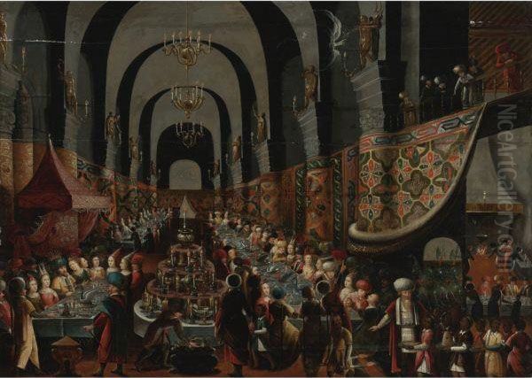 Balthasar's Feast Oil Painting by Frans II Francken