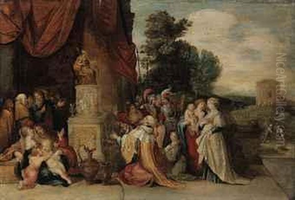 The Idolatry Of Solomon Oil Painting by Frans II Francken