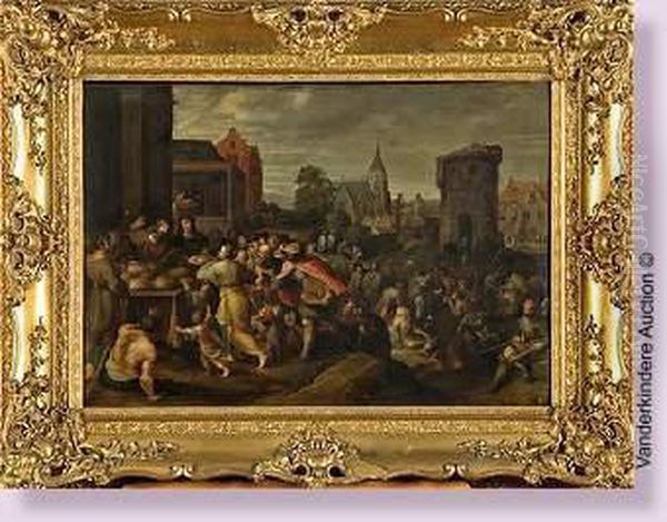 La Multiplication Des Pains Oil Painting by Frans II Francken