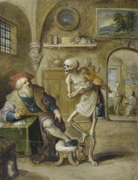 Death As A Fiddler Oil Painting by Frans II Francken