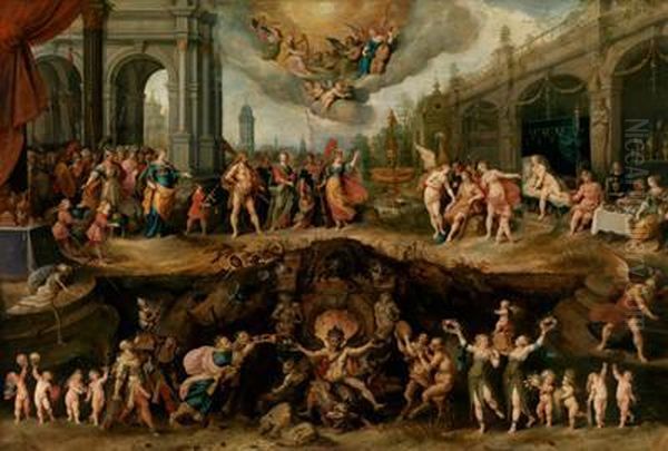 Der Sichzwischen Tugenden Und Lastern Entscheiden Muss Oil Painting by Frans II Francken