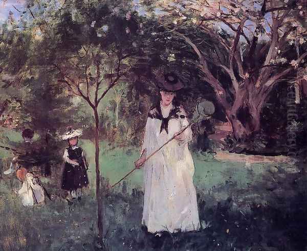 Chasing Butterflies 1874 Oil Painting by Berthe Morisot