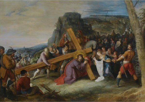 Saint Veronica Offering Her Veil To Christ On His Route To Calvary Oil Painting by Frans II Francken