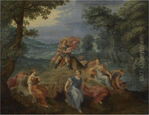 Apollo And The Nine Muses Oil Painting by Frans II Francken