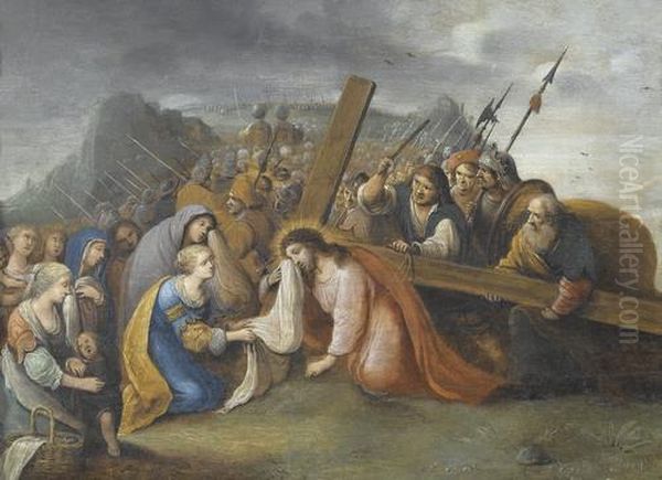 Veronika Reicht Christus Das Schweisstuch. Oil Painting by Frans II Francken