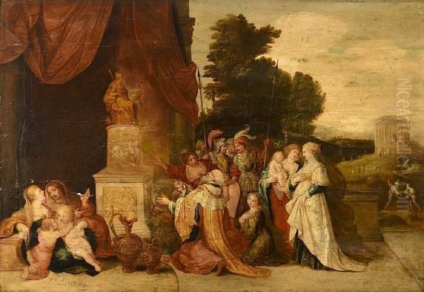 The Idolatry Of King Solomon Oil Painting by Frans II Francken