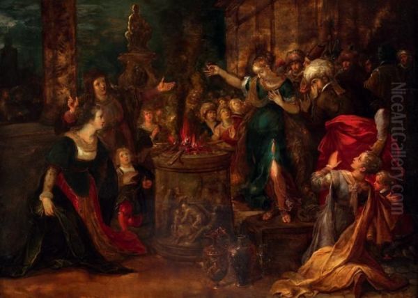 Scene D'offrande Oil Painting by Frans II Francken