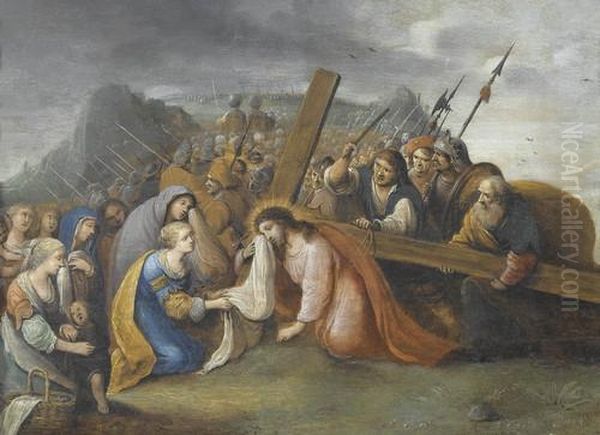 Veronika Reicht Christus Das Schweisstuch Oil Painting by Frans II Francken