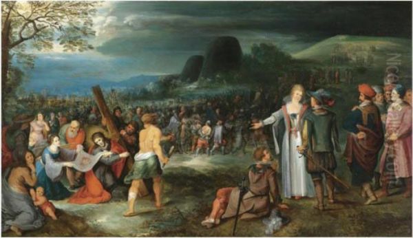 Christ And Saint Veronica On The Way To Calvary Oil Painting by Frans II Francken