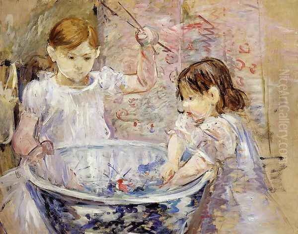 Children With A Bowl Oil Painting by Berthe Morisot