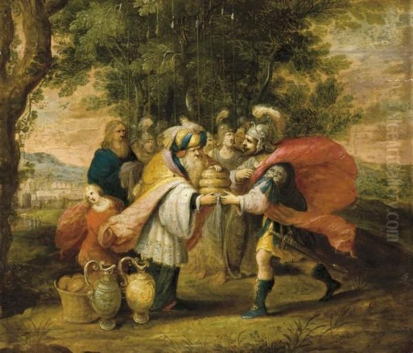 La Rencontre D'abraham Et Melchisedech Oil Painting by Frans II Francken