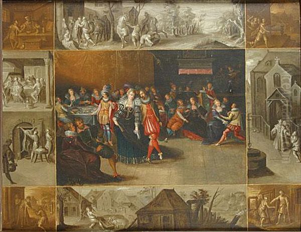 Hscenes Uit Hetleven. Oil Painting by Frans II Francken