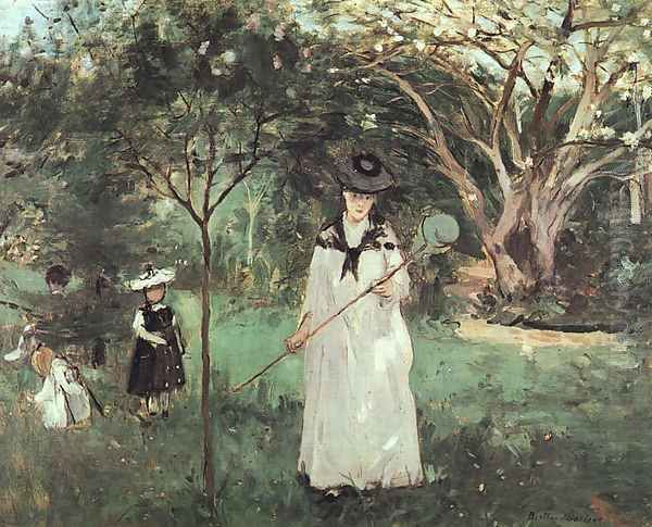 The Butterfly Chase Oil Painting by Berthe Morisot