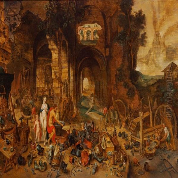 Venus At The Forge Of Vulcan Oil Painting by Frans II Francken