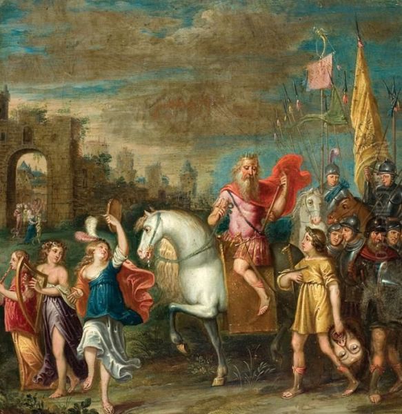 David Tenant La Tete De Goliath Oil Painting by Frans II Francken