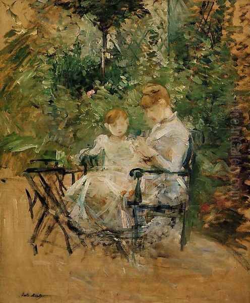 In The Garden Oil Painting by Berthe Morisot