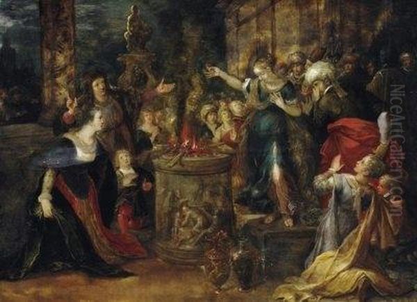 Homage To The Goddess Mephites Oil Painting by Frans II Francken