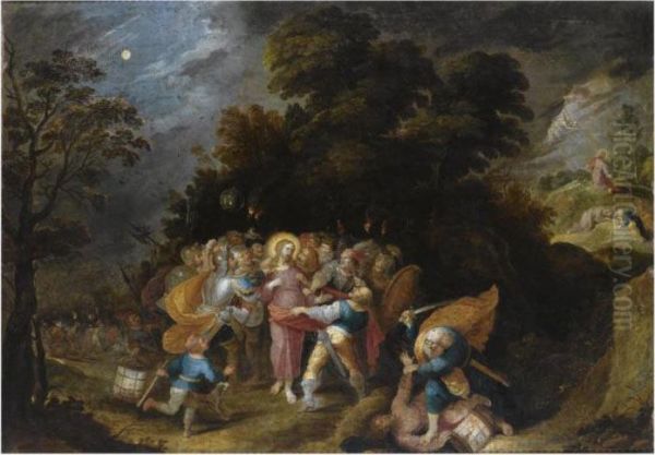 The Arrest Of Christ In The Garden Of Gethsemane Oil Painting by Frans II Francken