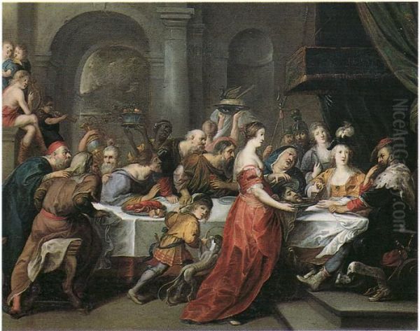 La Cena Di Erode Oil Painting by Frans II Francken