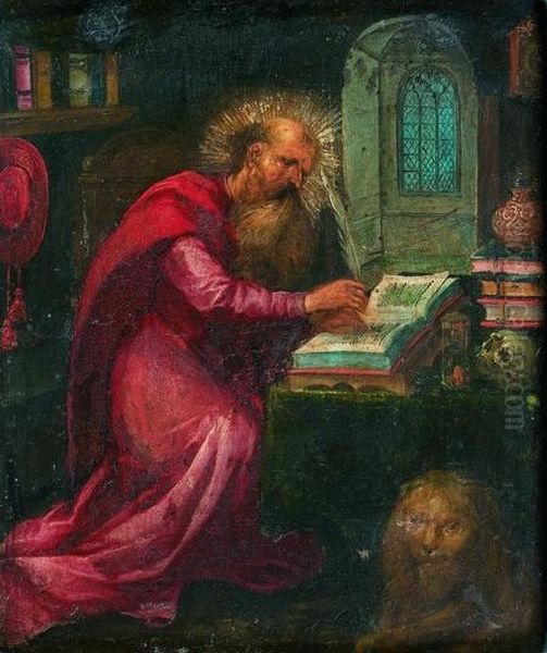 Saint Jerome Dans Son Cabinet De Travail Oil Painting by Frans II Francken