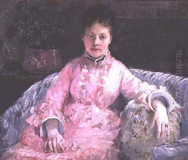 Portrait of a Woman in a pink dress Oil Painting by Berthe Morisot