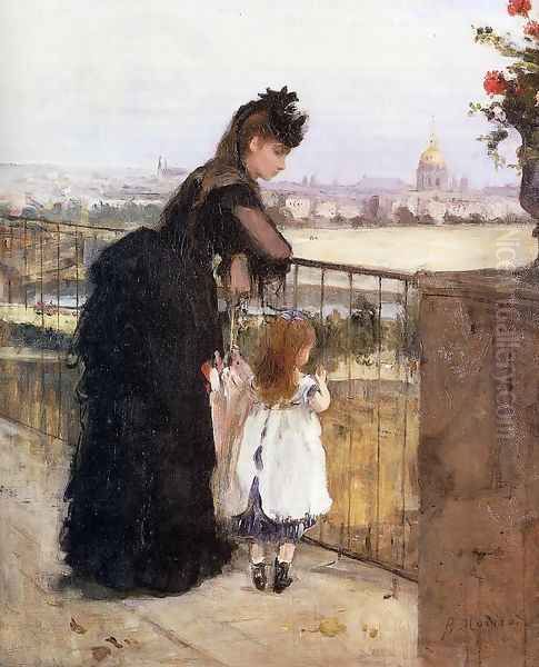 Woman And Child On A Balcony Oil Painting by Berthe Morisot