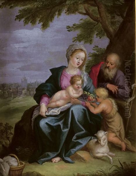 The Holy Family With Saint John The Baptist Oil Painting by Frans II Francken