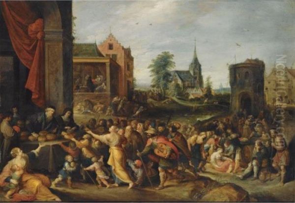 The Seven Acts Of Mercy Oil Painting by Frans II Francken