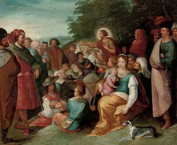 Saint John The Baptist Preaching To The Multitude Oil Painting by Frans II Francken