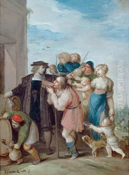 Giving Drink To The Thirsty Oil Painting by Frans II Francken