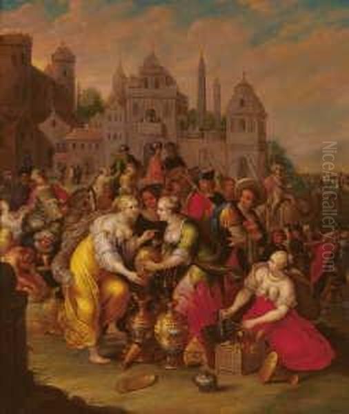 Der Auszug Aus Agypten (nach
 Exodus 12, 35-37) Oil Painting by Frans II Francken