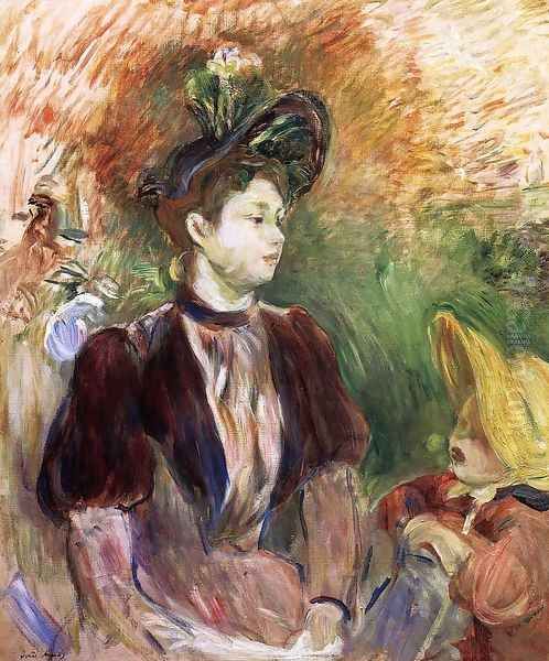 Young Woman And Child Avenue Du Bois Oil Painting by Berthe Morisot