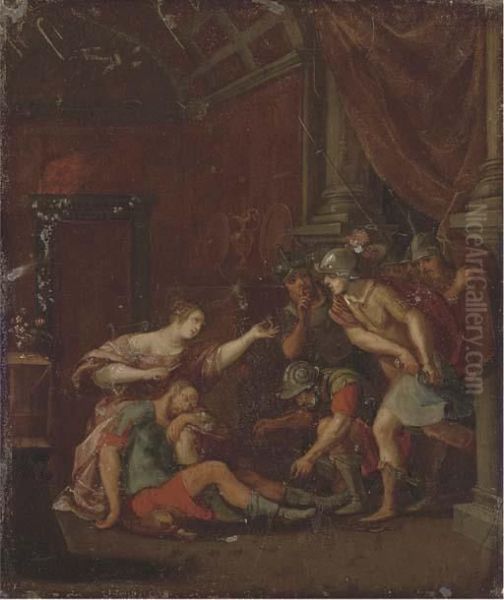 Samson And Delilah Oil Painting by Frans II Francken