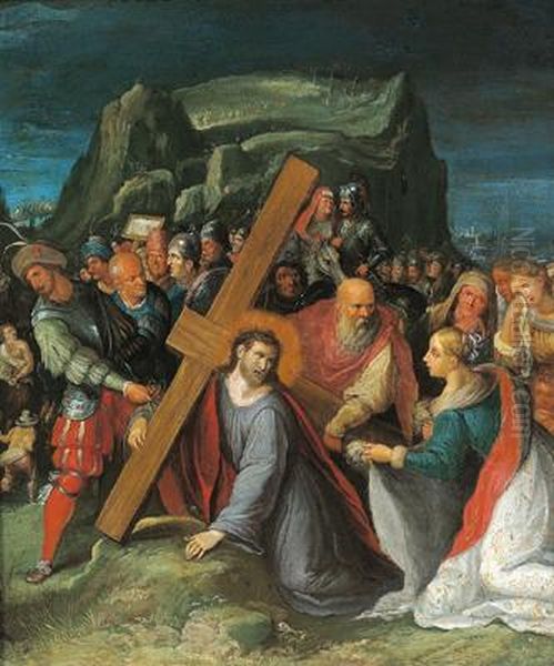 Cristo Cade Sotto Il Peso Della Croce Oil Painting by Frans II Francken