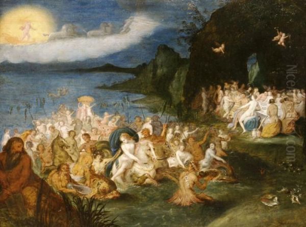 Neptunus Es Amphitrite Diadalmenete Oil Painting by Frans II Francken