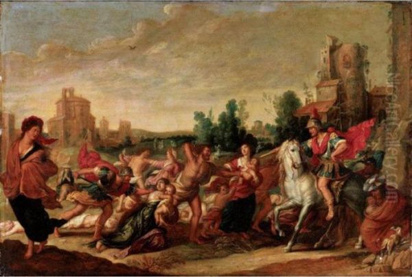 Landscape With The Massacre Of The Innocents Oil Painting by Frans II Francken