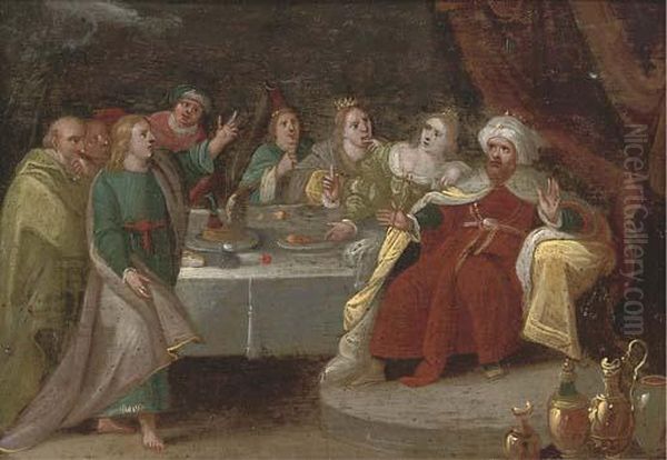 Belshazzar's Feast Oil Painting by Frans II Francken