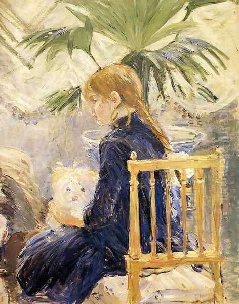 Girl With Dog Oil Painting by Berthe Morisot