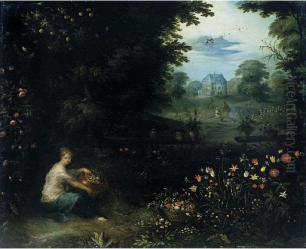 Flora Oil Painting by Frans II Francken