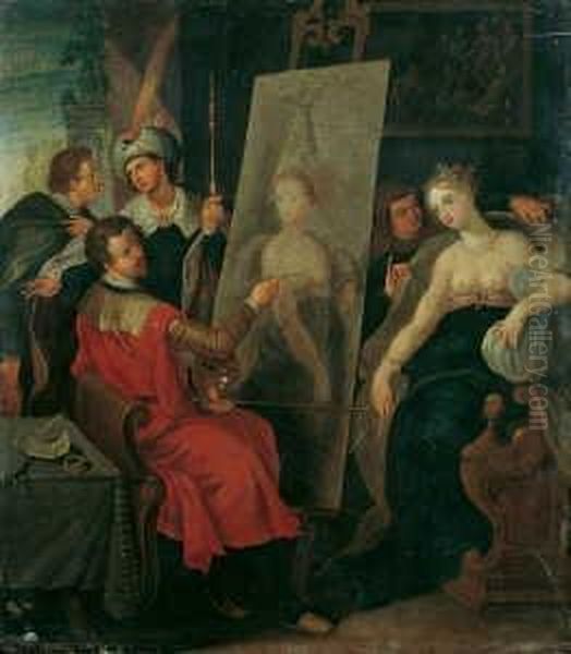 Apelles Malt Pankaspe. Oil Painting by Frans II Francken