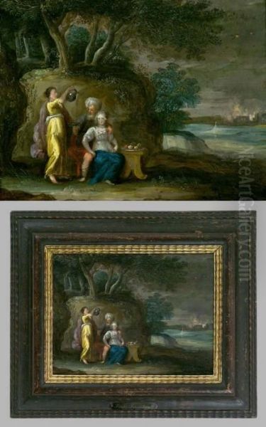 Lot Und Seine Beiden Jungen Tochter Oil Painting by Frans II Francken