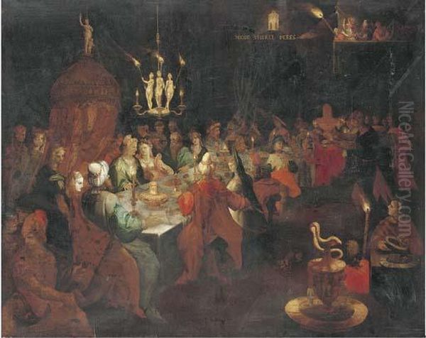 Belshazzar's Feast Oil Painting by Frans II Francken