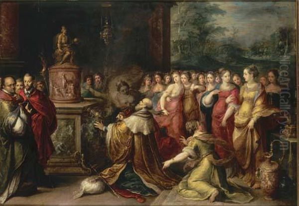 The Idolatry Of Solomon Oil Painting by Frans II Francken