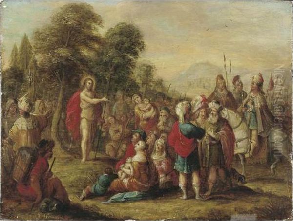 La Predication De Saint Jean-baptiste Dans Un Paysage Oil Painting by Frans II Francken