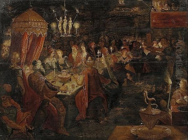 Belshazzar's Feast Oil Painting by Frans II Francken